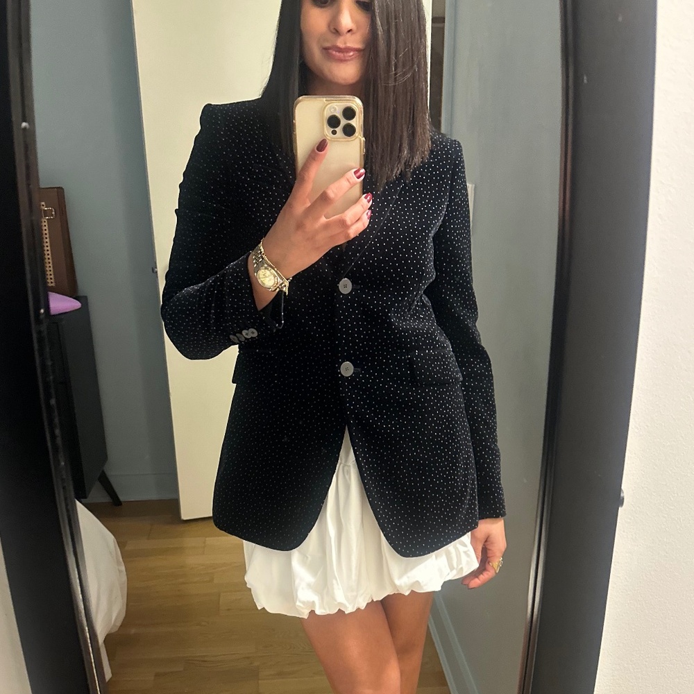 Theory Velvet Cinched Dotted Blazer